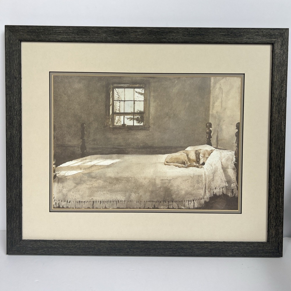 VTG Andrew Wyeth Master Bedroom 1985 Framed 22"x18" Matted Print Americana Art - Picture 2 of 16